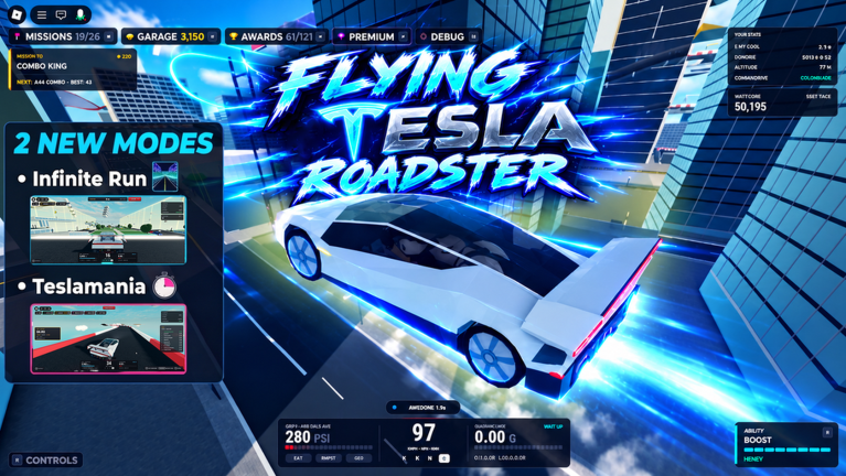 Flying Tesla Roadster Script